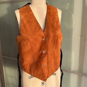 FEDTIVAL VIBE Vintage Leather/suede vest. Black back with adjustable tie back. M